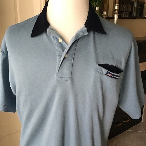 Ralph Lauren Polo Sport Shirt Men’s Large Vintage Blue All Cotton Soft Knit - Picture 13 of 16